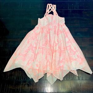 Max Studio girls handkerchief dress white and pink size 6 beach themed